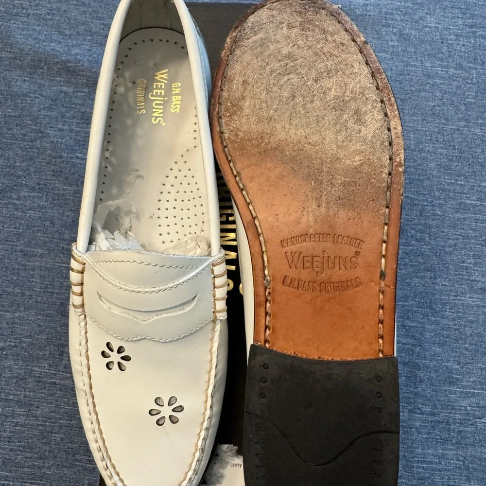 G.H. Bass & Co. White Floral Cutout Loafers - Picture 8 of 10